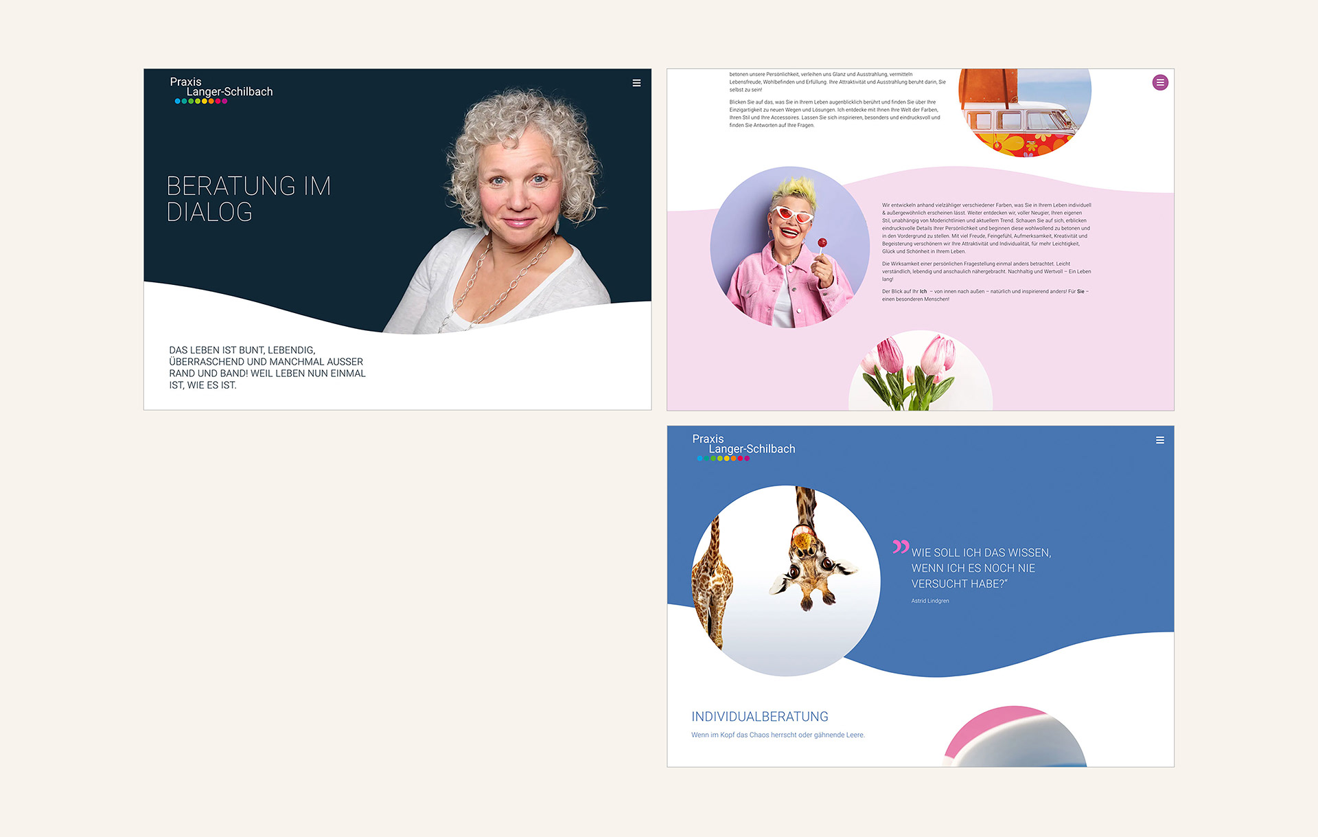 Website der Praxis Langer-Schilbach mit Angeboten zur Individualberatung